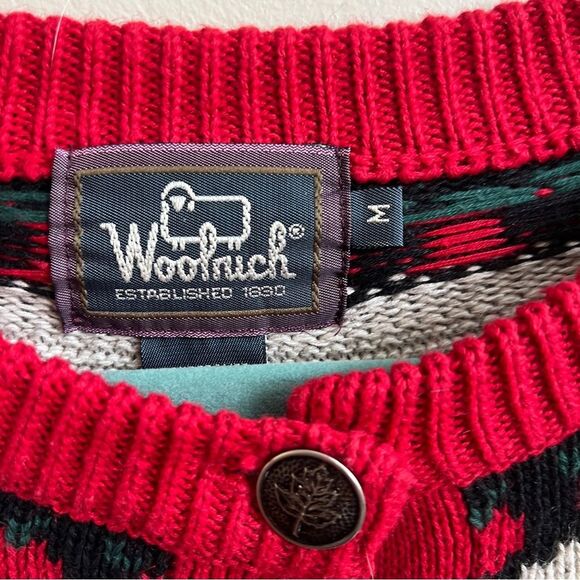 Vintage Woolrich fair isle cardigan sweater fall football squirrel Size M - Picture 3 of 6